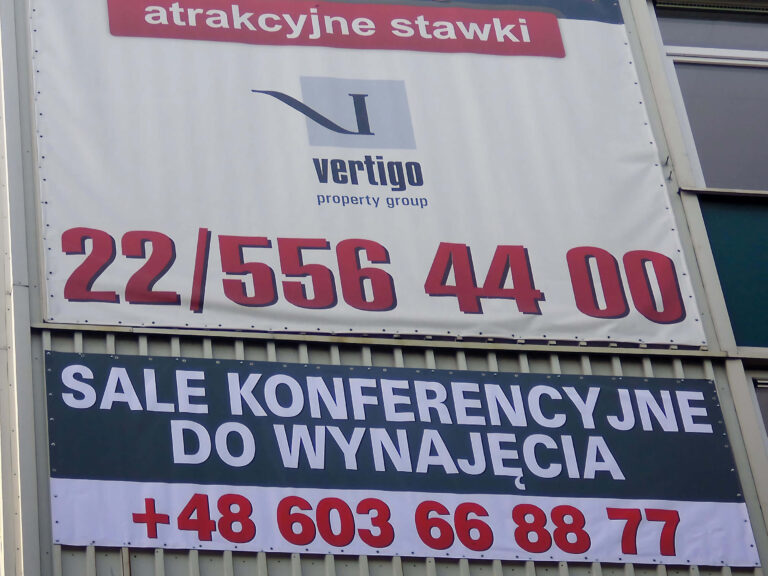 druk wielkoformatowy na budynek vertigo