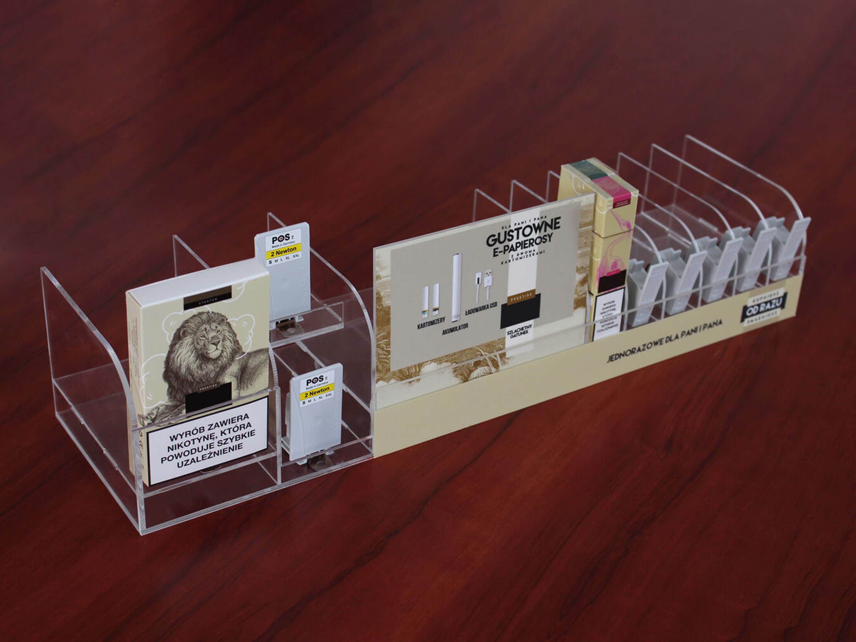 Ekspozytor na e-papierosy do strefy kasy - realizacja Folplex