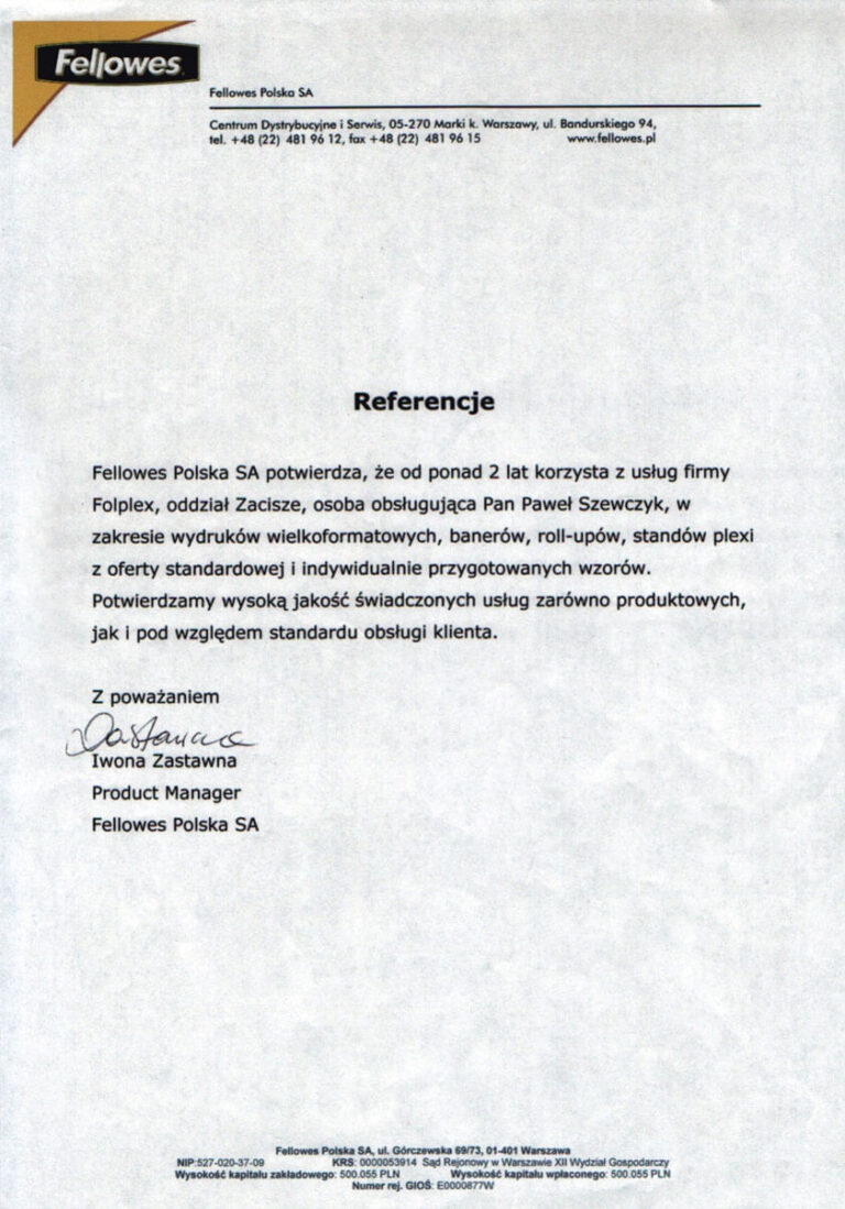 referencje fellowes