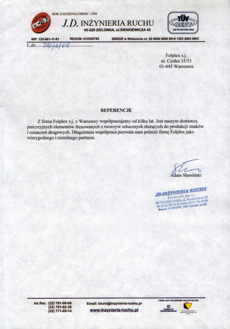 referencje jd inzynieria ruchu