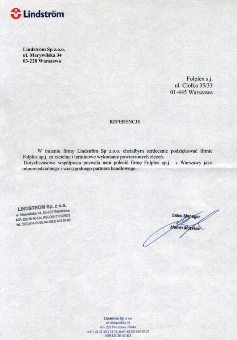 referencje lindstrom