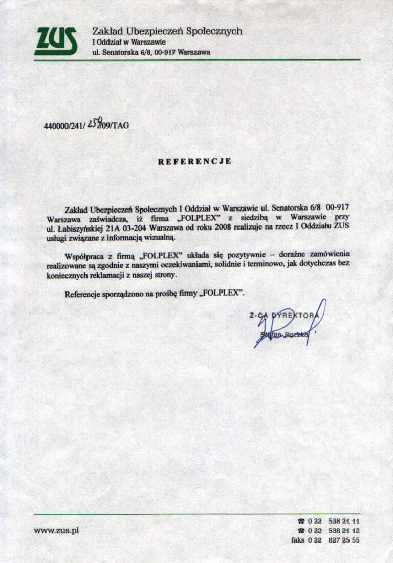 referencje zus